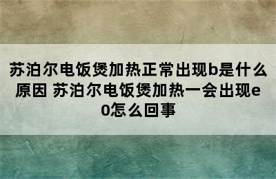 苏泊尔电饭煲加热正常出现b是什么原因 苏泊尔电饭煲加热一会出现e0怎么回事